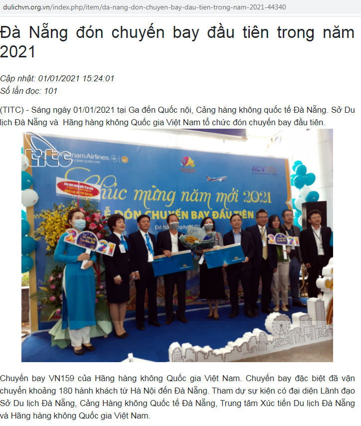 2 hành khách xông đất Đà Nẵng năm mới 2021 trên chuyến bay VN159 được tăng vé khứ hồi hạng thương gia