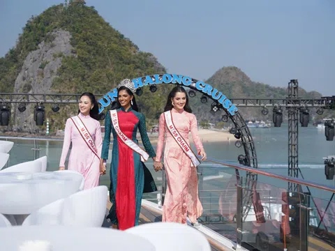 'Top 3 Hoa hậu Sắc đẹp Quốc tế' chia sẻ về trải nghiệm thăm Vịnh Di sản Hạ Long bằng du thuyền