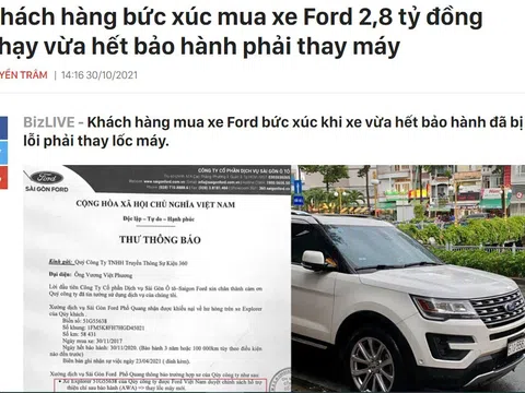 Khách hàng bức xúc mua xe Ford 2,8 tỷ đồng chạy vừa hết bảo hành phải thay máy