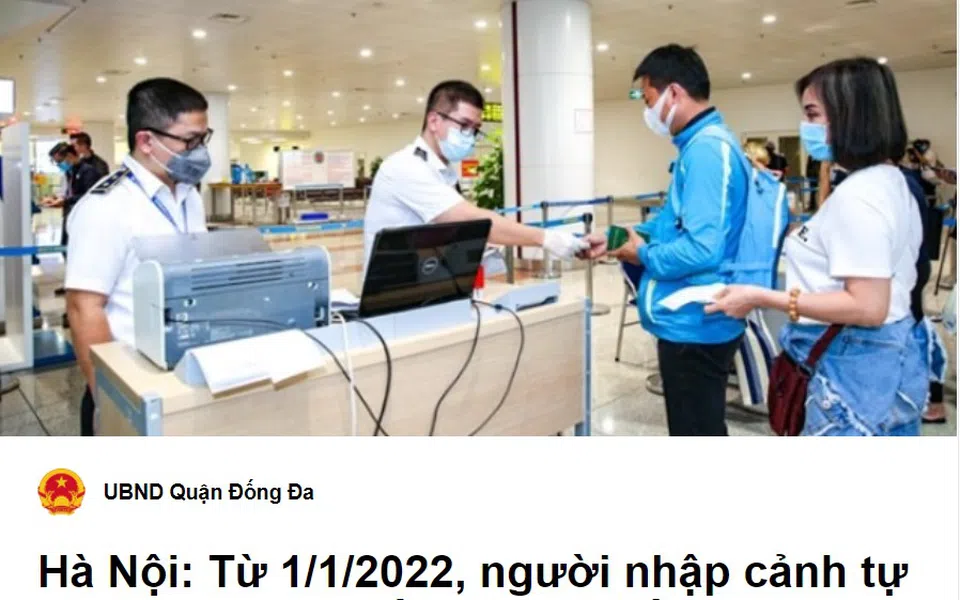 Hà Nội: Từ 1/1/2022, người nhập cảnh tự cách ly 3 ngày nếu tiêm đủ liều vaccine phòng Covid-19